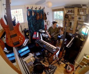 Jacob Collier in his music room